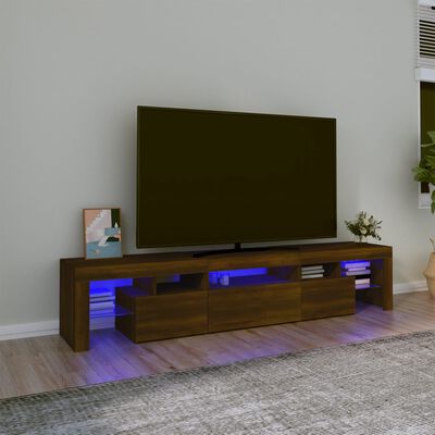 vidaXL TV skrinka s LED svetlami hnedý dub 200x36,5x40 cm