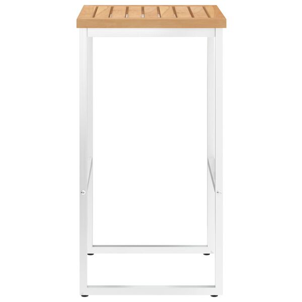 vidaXL Barové stoličky 2 ks, tíkový masív a nehrdzavejúca oceľ