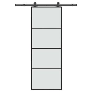 vidaXL Posuvn&eacute; dvere s kovan&iacute;m 76x205 cm ESG sklo a hlin&iacute;k