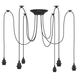 vidaXL Z&aacute;vesn&aacute; lampa s 6 obj&iacute;mkami E27 čierny kov