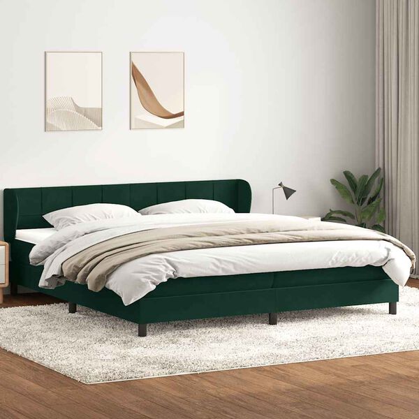 vidaXL Box Spring Posteľ s matracmi Tmavo zelen&aacute; 200x210 cm Zamat