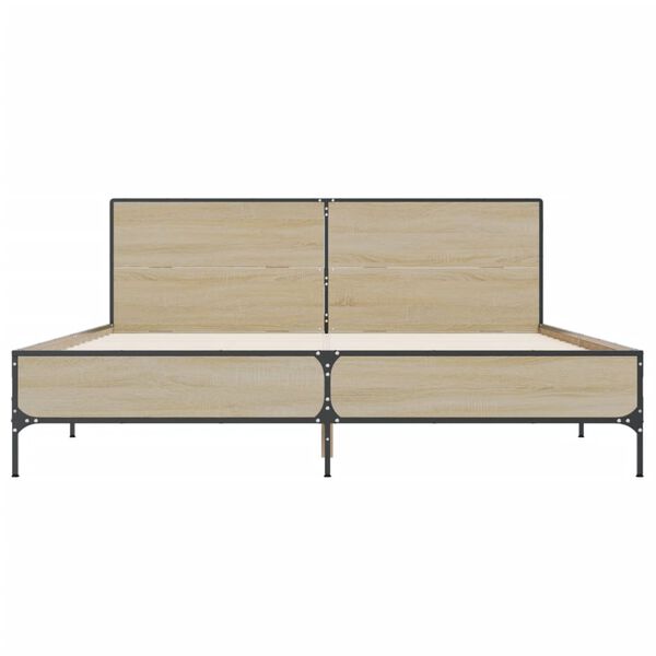 vidaXL Posteľný rám dub sonoma 120x190 cm kompozitné drevo a kov