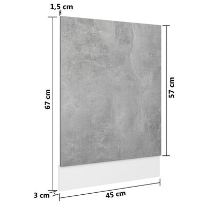 vidaXL Dvierka na umývačku, betónovo sivé 45x3x67 cm, drevotrieska