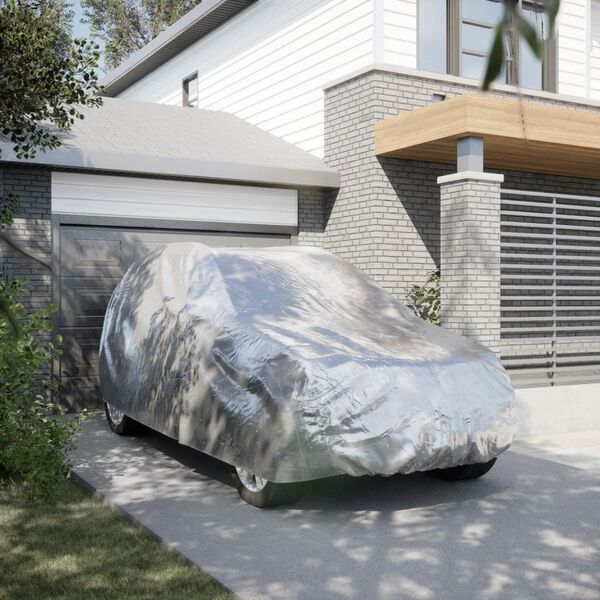 vidaXL Plachta na auto pre SUV s popruhmi pln&aacute; strieborn&aacute; XL