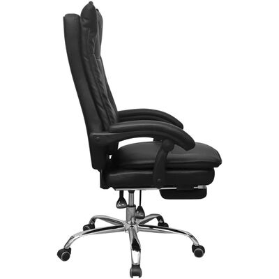 Čierne polohovateľné kancelárske kreslo s opierkou na nohy vidaXL
