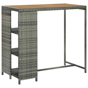 vidaXL Barov&yacute; stol&iacute;k s &uacute;ložn&yacute;m reg&aacute;lom siv&yacute; 120x60x110 cm polyratan