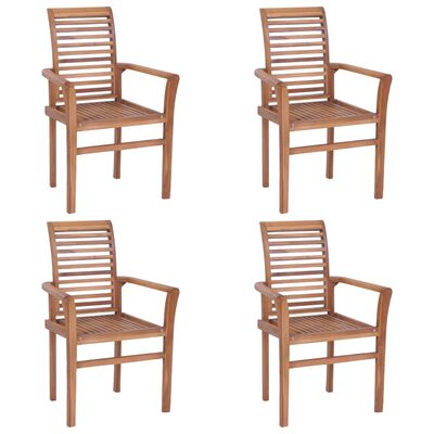 vidaXL Jedálenské stoličky 4 ks bledozelené podložky tíkový masív
