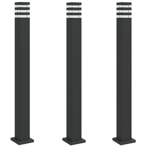 vidaXL Vonkaj&scaron;ie stojace lampy 3 ks čierna 110 cm hlin&iacute;k