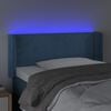 vidaXL Čelo postele s LED tmavomodr&eacute; 103x16x78/88 cm zamat