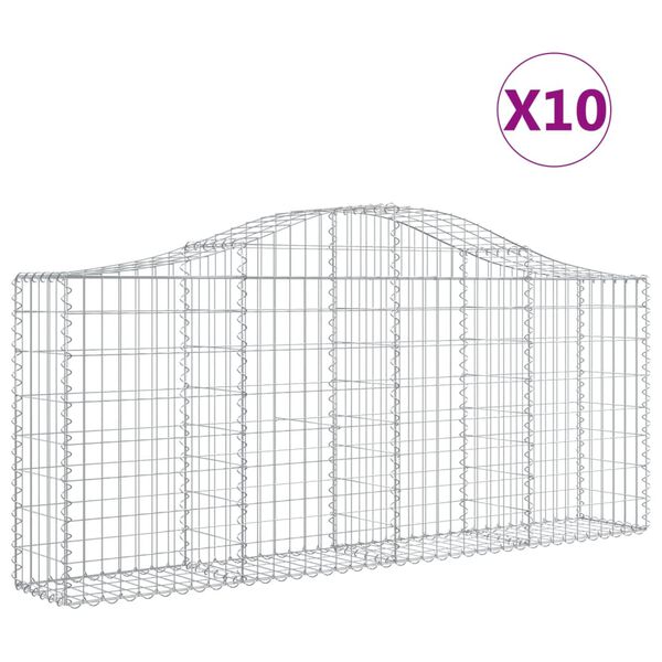 vidaXL Oblúkové gabionové koše 10ks 200x30x80/100cm pozinkované železo