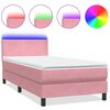 vidaXL Posteľn&yacute; r&aacute;m boxsping s matracom a LED ružov&yacute; 80x210 cm zamat