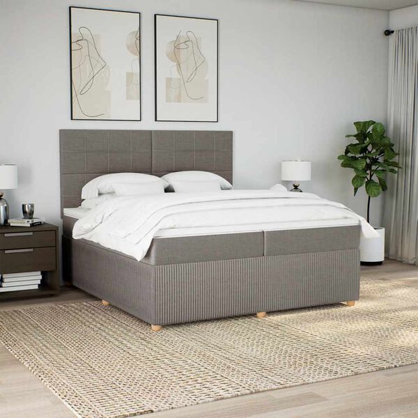 vidaXL Boxspring posteľ s matracom sivohned&yacute; 200x200 cm l&aacute;tka