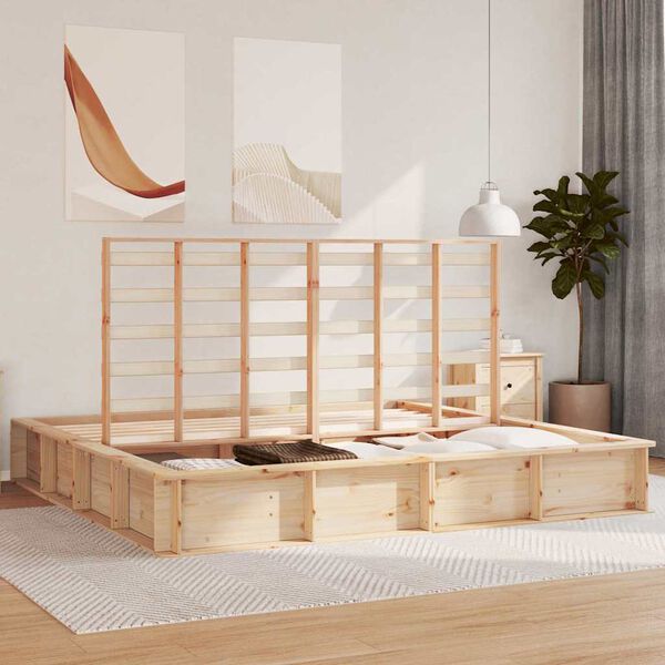 vidaXL R&aacute;m postele Hned&aacute; 200 x 200 cm Mas&iacute;vne borovicov&eacute; drevo