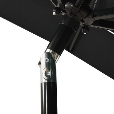 vidaXL 3-stupňový slnečník s hliníkovou tyčou čierny 2x2 m