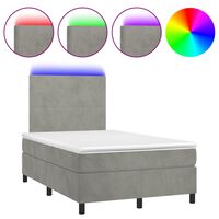 vidaXL Boxspring posteľ s matracom a LED, svetlosivá 120x190 cm, látka