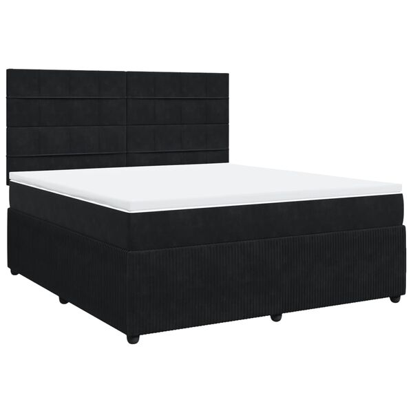 vidaXL Posteľn&yacute; r&aacute;m boxspring s matracom čierny 180x200 cm zamat