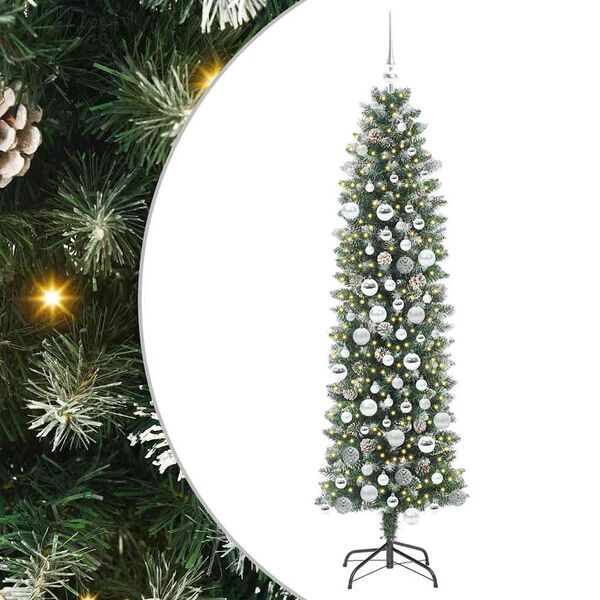 vidaXL Umel&yacute; chud&yacute; vianočn&yacute; strom s 300 LED-i Zelen&aacute; a biela 180 cm