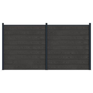 vidaXL S&uacute;prava plotov 2 pcs 353 x 186 cm WPC a hlin&iacute;k Čierna