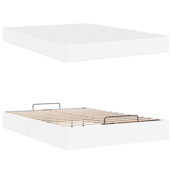 vidaXL R&aacute;m postele s matracom s matracmi 2 pcs Biela PVC