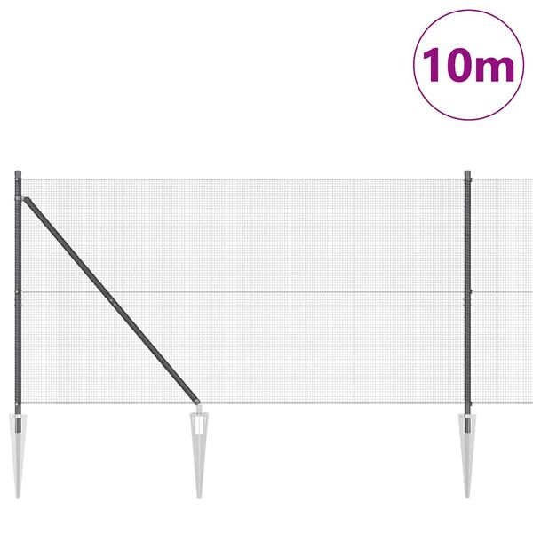 vidaXL Stĺp na plot. Siv&aacute; 10 x 1,4 m (sieťovina 12 x 12 mm) Ocel a PVC