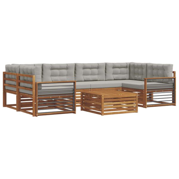 vidaXL Z&aacute;hradn&aacute; s&uacute;prava gaučov s vank&uacute;&scaron;om 7 pcs Pr&iacute;rodn&aacute; a svetlosiv&aacute;