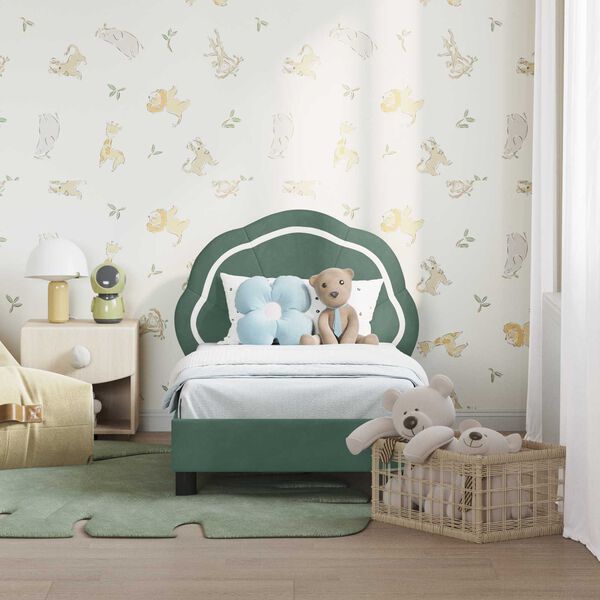 vidaXL Rám detskej postele s čelom Morská zelená 70 x 140 cm Zamat