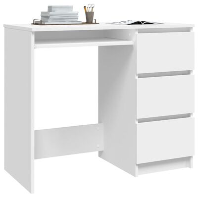 vidaXL Písací stôl, biely 90x45x76 cm, drevotrieska