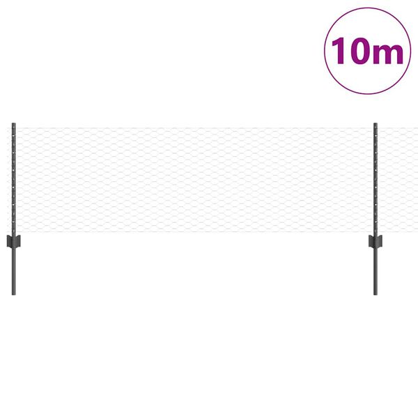 vidaXL Plot s podperou Siv&aacute; 0,6 x 10 m Ocel a PVC