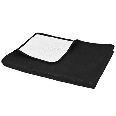 vidaXL Obojstranná posteľná prikrývka, 230x260 cm, čierno-biela