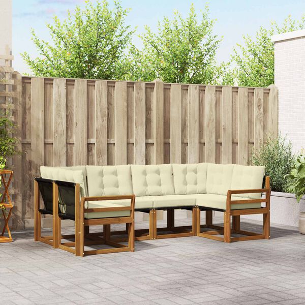 vidaXL Z&aacute;hradn&aacute; s&uacute;prava gaučov s vank&uacute;&scaron;om 6 pcs Pr&iacute;rodn&aacute; a kr&eacute;mov&aacute;