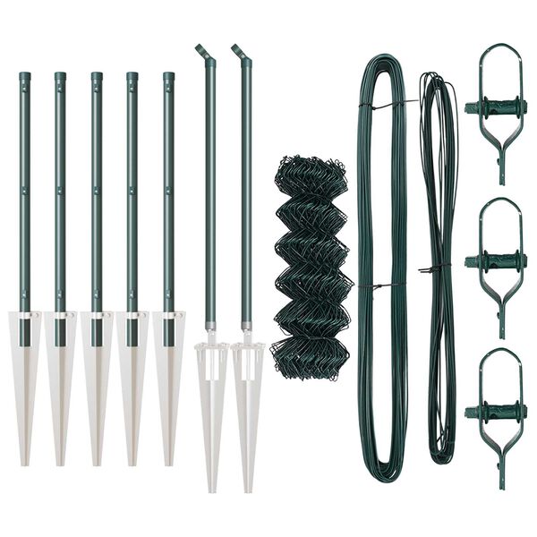 vidaXL Stĺp na plot. Zelen&aacute; 10 x 0,4 m (40 x 40 mm sieť) Ocel a PVC