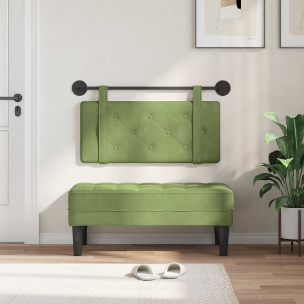 vidaXL Z&aacute;vesn&aacute; Čel&aacute; N&aacute;stenn&yacute; Svetlo zelen&aacute; 90 x 55 x 5 cm Zamat