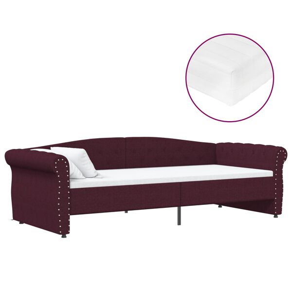 vidaXL Pohovka s matracom a USB fialov&aacute; l&aacute;tkov&aacute; 90x200 cm