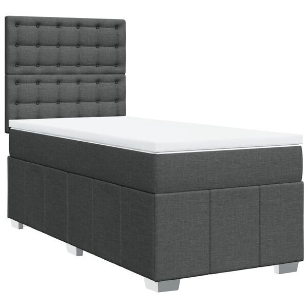 vidaXL Boxspring posteľ s matracom tmavosiv&aacute; 90x190 cm l&aacute;tka
