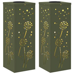 vidaXL Sol&aacute;rne LED svetlo na chodn&iacute;k 2 pcs Olivov&aacute; zelen&aacute;