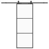 vidaXL Posuvn&eacute; dvere s kovan&iacute;m čierne 76x205 cm ESG sklo