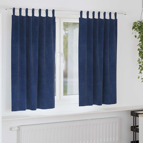 vidaXL Zatemňovacie závesy 2 pcs Tmavomodrá 140 x 175 cm Zamat