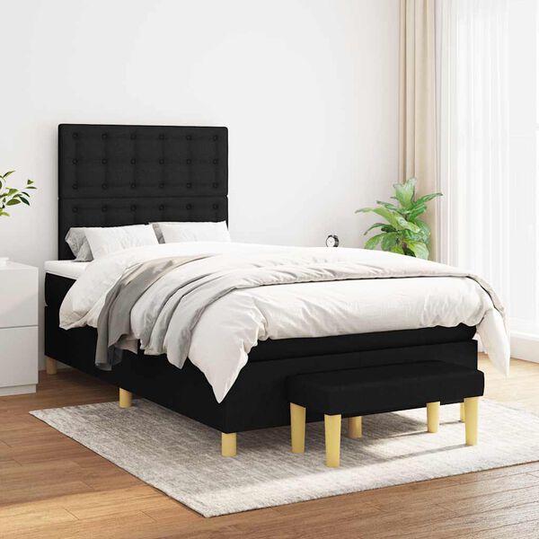 vidaXL Boxspring posteľ s matracom čierna 120x190 cm l&aacute;tka