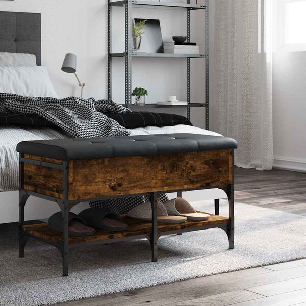 vidaXL Lavička na top&aacute;nky dymov&yacute; dub 82x42x45 cm kompozitn&eacute; drevo