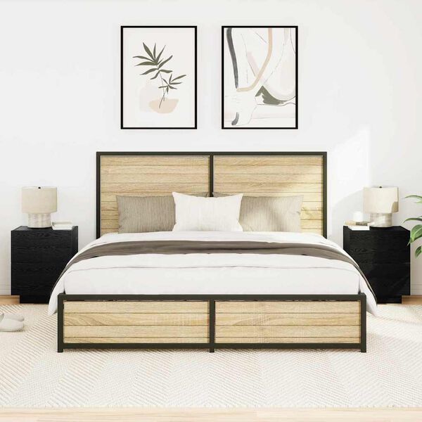 vidaXL Nočný stolík 2 pcs Čierny dub 45 x 40 x 55 cm Kompozitné drevo