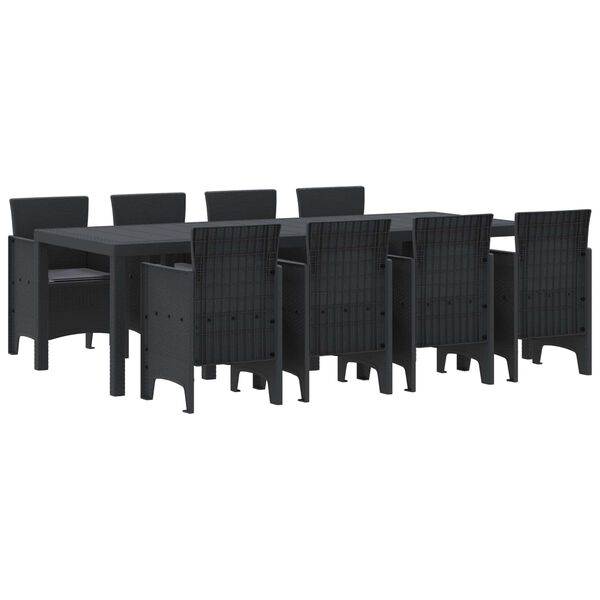 vidaXL Z&aacute;hradn&yacute; jed&aacute;lensk&yacute; set 9 pcs Antracit Polypropyl&eacute;n