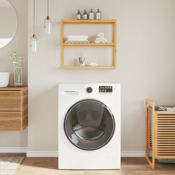 vidaXL K&uacute;peľňov&aacute; polica 3-poschodov&aacute; n&aacute;stenn&aacute; 60x15x54 cm bambus