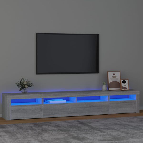 vidaXL TV skrinka s LED svetlami siv&aacute; sonoma 240x35x40 cm