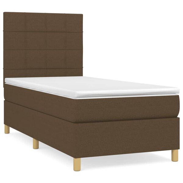vidaXL Boxspring posteľ s matracom tmavohned&aacute; 90x190 cm l&aacute;tka