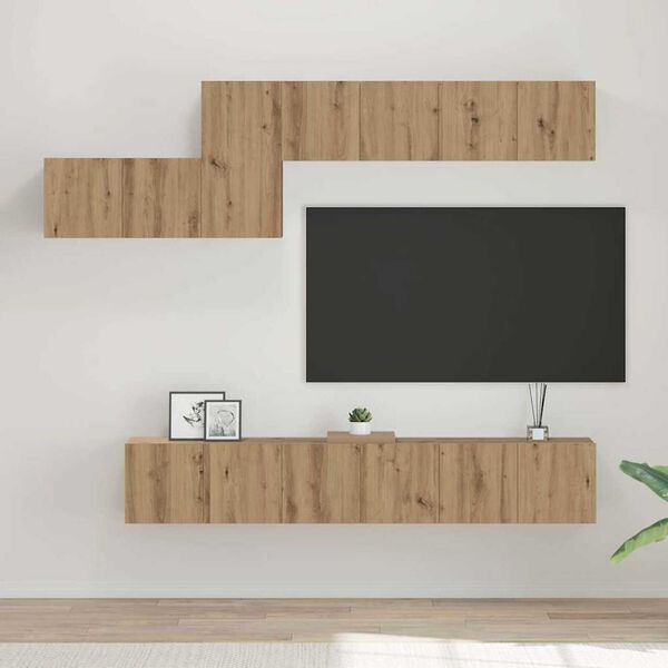 vidaXL Zostava TV skriniek N&aacute;stenn&yacute; 7 pcs dub artisan 60 x 30 x 30 cm
