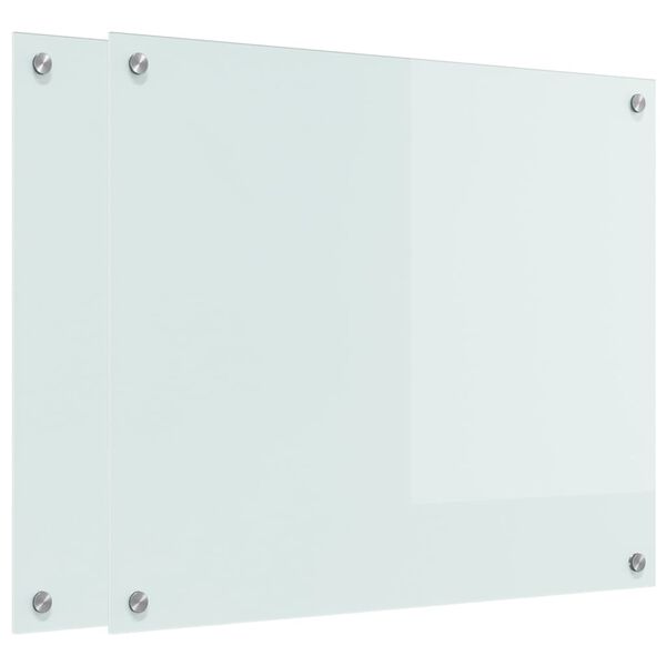 vidaXL Kuchynsk&yacute; backsplash 2 pcs Biela 70 x 60 cm tvrden&eacute; sklo