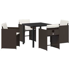 vidaXL Z&aacute;hradn&yacute; jed&aacute;lensk&yacute; set s vank&uacute;&scaron;om 5 pcs Hned&aacute; polyratan
