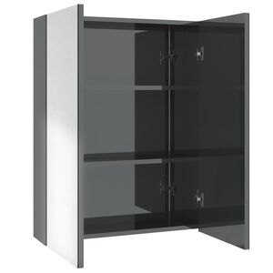 vidaXL K&uacute;peľňov&aacute; zrkadlov&aacute; skrinka 60x15x75 cm MDF leskl&aacute; siv&aacute;