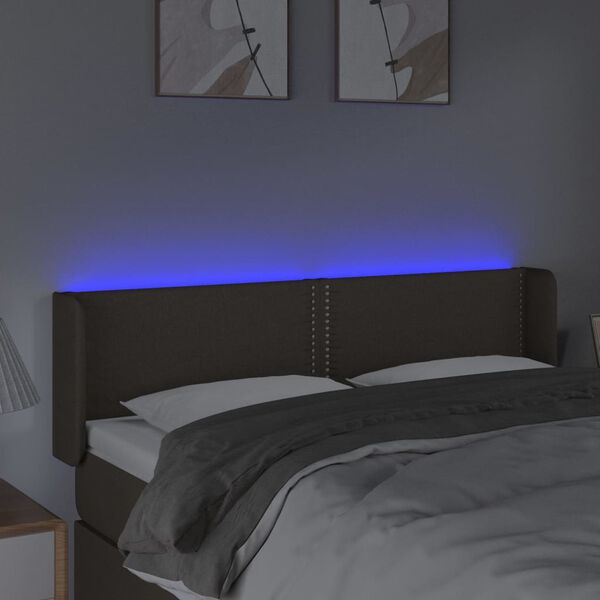 vidaXL Čelo postele s LED sivohned&eacute; 147x16x78/88 cm l&aacute;tka