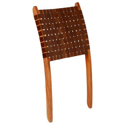 vidaXL Skladacia stolička, prepletaný dizajn, hnedá, umelá koža